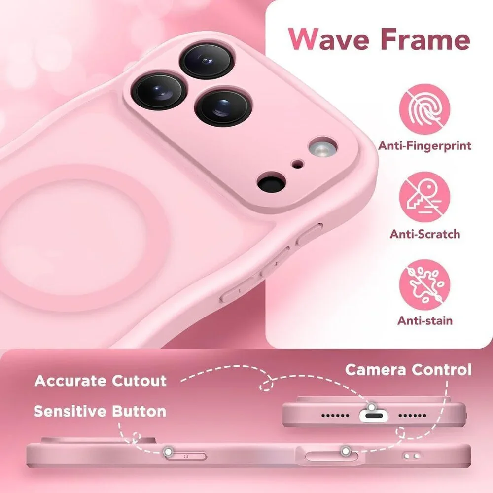 Women Peach Pink Iphone 17 Pro Max Case Full Camera Protection Mag Safe